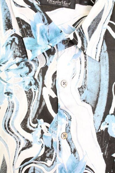 画像3: TORNADO MART / マーブルフラワープリントシャツ LL ブルー T-25-09-11-007-TO-sh-YM-ZT302 (3)