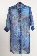 CIVARIZE / 透けシフォンピーコックロングシャツ 46 ブルー T-25-09-11-008-CI-sh-YM-ZT