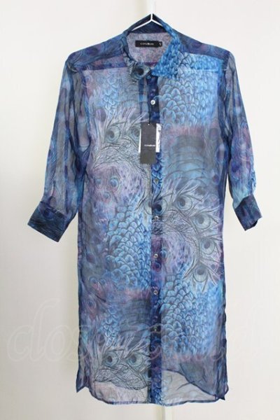 画像1: CIVARIZE / 透けシフォンピーコックロングシャツ 46 ブルー T-25-09-11-008-CI-sh-YM-ZT