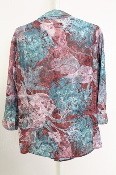 画像2: TORNADO MART / フラワープリントレースポンティングシャツ LL ピンクxグリーン T-25-09-11-009-TO-sh-YM-ZT302 (2)