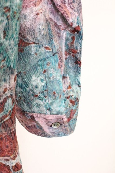 画像4: TORNADO MART / フラワープリントレースポンティングシャツ LL ピンクxグリーン T-25-09-11-009-TO-sh-YM-ZT302 (4)