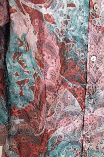 画像5: TORNADO MART / フラワープリントレースポンティングシャツ LL ピンクxグリーン T-25-09-11-009-TO-sh-YM-ZT302 (5)