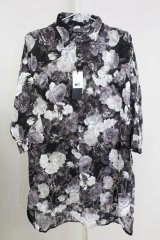 CIVARIZE / シースルーシフォンジャガードビッグローズシャツ F ブラック T-25-09-11-010-CI-sh-YM-ZT