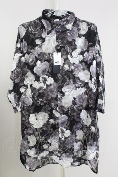 画像1: CIVARIZE / シースルーシフォンジャガードビッグローズシャツ F ブラック T-25-09-11-010-CI-sh-YM-ZT