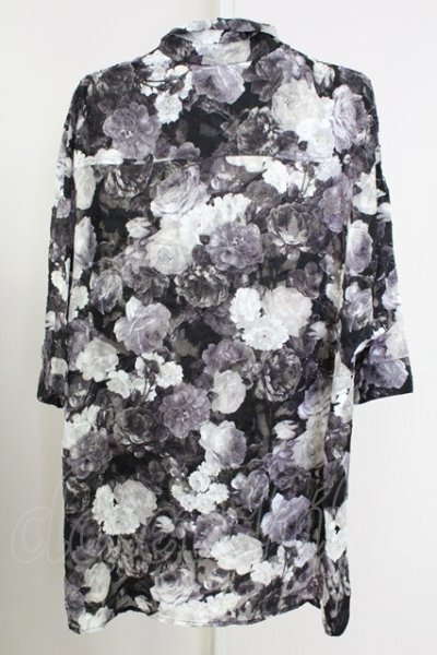 画像2: CIVARIZE / シースルーシフォンジャガードビッグローズシャツ F ブラック T-25-09-11-010-CI-sh-YM-ZT