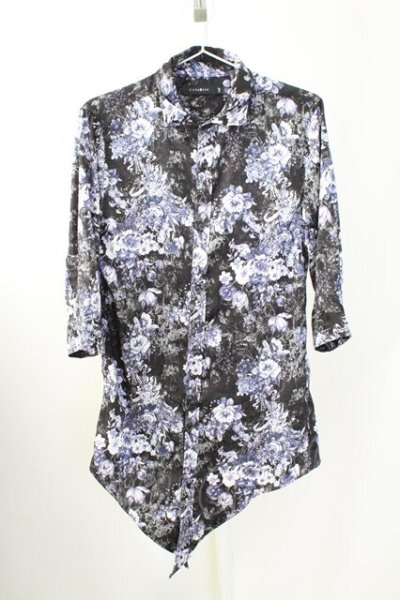 画像1: CIVARIZE / Cunningレース切り替えロングシャツ 46 ブラック T-25-09-11-011-CI-sh-YM-ZT