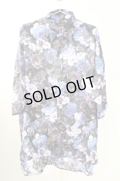 画像1: CIVARIZE / シースルーシフォンジャガードビッグローズシャツ F ブルー T-25-09-11-012-CI-sh-YM-ZT220 (1)