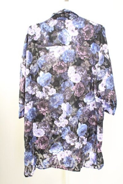 画像2: CIVARIZE / シースルーシフォンジャガードビッグローズシャツ F ブルー T-25-09-11-012-CI-sh-YM-ZT