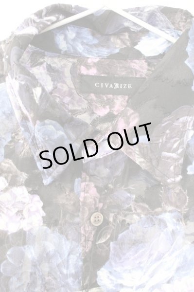 画像3: CIVARIZE / シースルーシフォンジャガードビッグローズシャツ F ブルー T-25-09-11-012-CI-sh-YM-ZT220 (3)