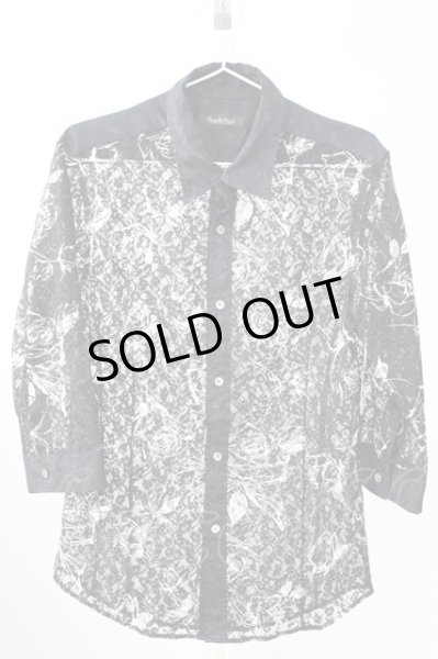 画像1: TORNADO MART / フラワープリントラッセルレース七分袖シャツ LL ブラック T-25-09-11-013-TO-sh-YM-ZT220 (1)