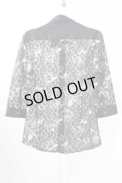 画像2: TORNADO MART / フラワープリントラッセルレース七分袖シャツ LL ブラック T-25-09-11-013-TO-sh-YM-ZT220 (2)