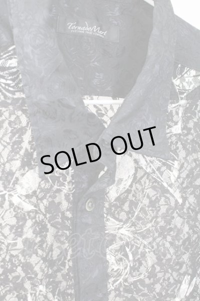 画像3: TORNADO MART / フラワープリントラッセルレース七分袖シャツ LL ブラック T-25-09-11-013-TO-sh-YM-ZT220 (3)