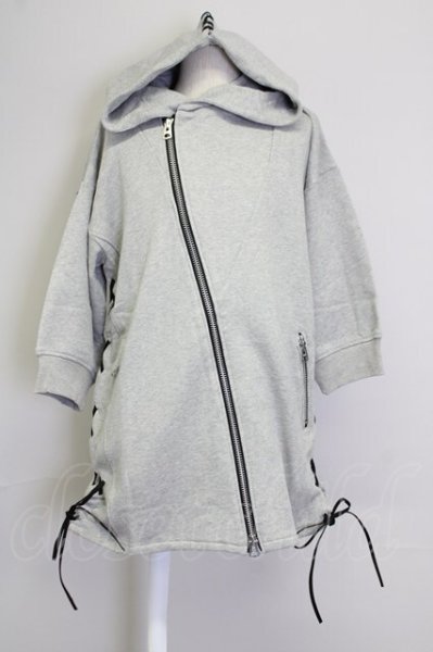 画像1: CIVARIZE / Exceed 7分袖レースアップライダースパーカー 44 グレー T-25-09-25-028-CI-to-YM-ZT (1)