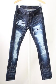 CIVARIZE / ベルトデザイン膝ZIPスキニーデニムパンツ 44 インディゴ O