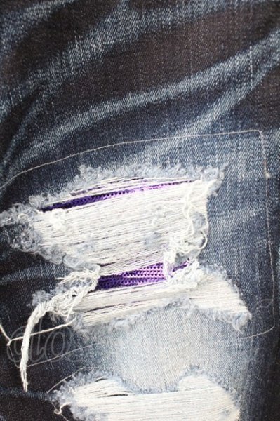画像4: CIVARIZE / スパンコールリメイク加工スキニーデニムパンツ 42 インディゴｘパープル T-25-09-25-044-CI-pa-YM-ZT048 (4)
