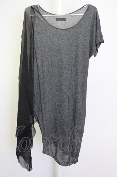 画像1: IFSIXWASNINE / BETTA/LUNGO アシンメトリーTシャツ 0（レディース） グレーxブラック T-25-09-25-007-IF-ts-YM-ZT (1)