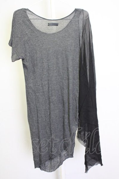 画像2: IFSIXWASNINE / BETTA/LUNGO アシンメトリーTシャツ 0（レディース） グレーxブラック T-25-09-25-007-IF-ts-YM-ZT056 (2)