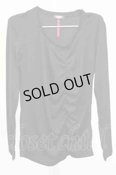 画像1: TORNADO MART / ストレッチギャザーカットソー  ブラック T-25-09-25-013-TO-to-YM-ZT053 (1)