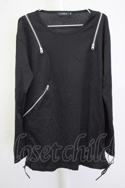 画像1: CIVARIZE / DrollレースアップZIP長袖カットソー 44 ブラック T-25-09-25-014-CI-to-YM-ZT (1)