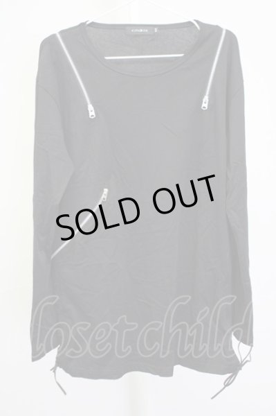 画像1: CIVARIZE / DrollレースアップZIP長袖カットソー 44 ブラック T-25-09-25-014-CI-to-YM-ZT053 (1)