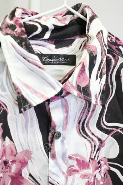 画像3: TORNADO MART / マーブルフラワープリントシャツ M パープル T-25-09-25-017-TO-sh-YM-ZT053 (3)