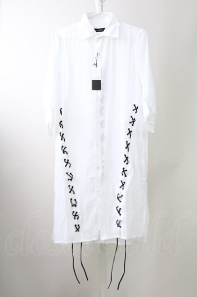 画像1: CIVARIZE / レースアップシフォン五分袖ロングシャツ 44 ホワイト T-25-10-03-019-CI-sh-YM-ZT (1)