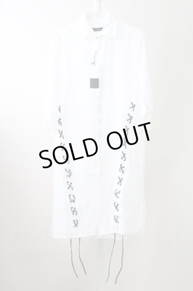 画像1: CIVARIZE / レースアップシフォン五分袖ロングシャツ 44 ホワイト T-25-10-03-019-CI-sh-YM-ZT280 (1)
