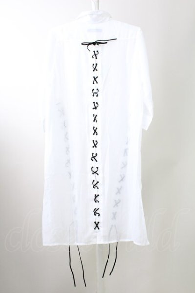 画像2: CIVARIZE / レースアップシフォン五分袖ロングシャツ 44 ホワイト T-25-10-03-019-CI-sh-YM-ZT280 (2)
