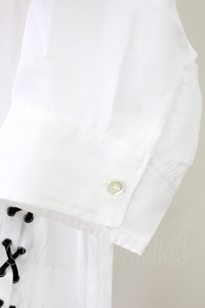 画像5: CIVARIZE / レースアップシフォン五分袖ロングシャツ 44 ホワイト T-25-10-03-019-CI-sh-YM-ZT280 (5)