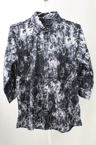 画像1: CIVARIZE / 七分丈ジャガードシャツ 44 ブラック T-25-10-03-023-CI-sh-YM-ZT (1)