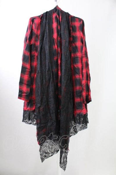 画像1: CIVARIZE / Decieve レイヤードレーストッパーカーディガン 44 レッドｘブラック T-25-10-03-028-CI-to-YM-ZT (1)