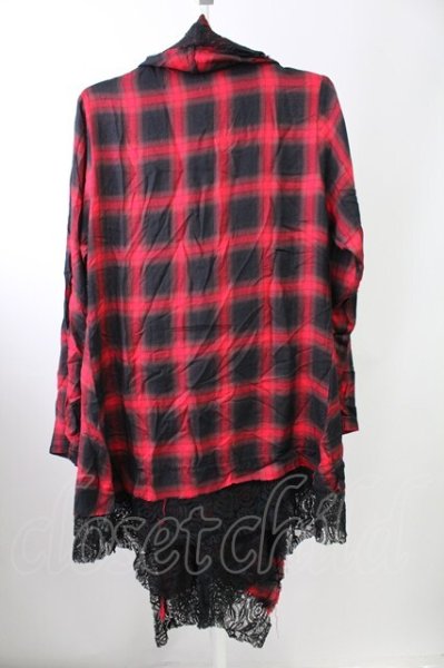 画像2: CIVARIZE / Decieve レイヤードレーストッパーカーディガン 44 レッドｘブラック T-25-10-03-028-CI-to-YM-ZT267 (2)