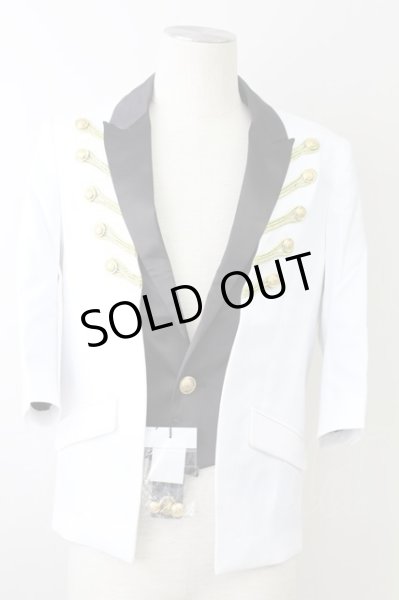 画像1: CIVARIZE / Midair 6分袖フェイクレイヤードナポレオンテーラードジャケット 44 ホワイトｘブラック T-25-10-03-035-CI-ja-YM-ZT (1)