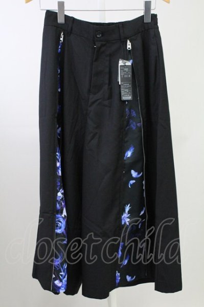 画像1: CIVARIZE / Detectフラワー柄マチ付ジップワイドパンツ 44 ブラックｘブルー T-25-10-03-043-CI-pa-YM-ZT (1)