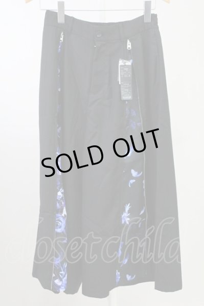 画像1: CIVARIZE / Detectフラワー柄マチ付ジップワイドパンツ 44 ブラックｘブルー T-25-10-03-043-CI-pa-YM-ZT265 (1)