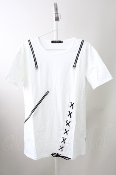 画像1: CIVARIZE / ジップレースアップBIG Tシャツ 44 ホワイト T-25-10-03-006-CI-ts-YM-ZT (1)