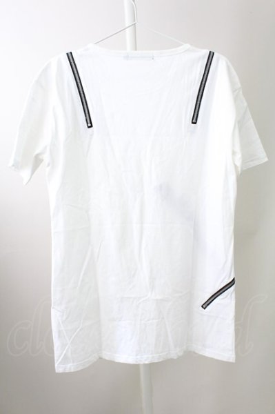画像2: CIVARIZE / ジップレースアップBIG Tシャツ 44 ホワイト T-25-10-03-006-CI-ts-YM-ZT288 (2)
