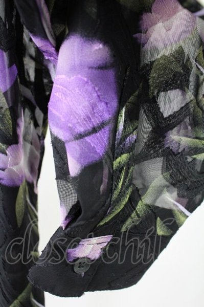 画像4: NO ID. BLACK / シアーBIG-シャツ ONE ブラックｘパープル T-25-10-03-010-NO-sh-YM-ZT288 (4)