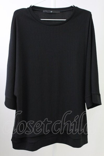 画像1: NO ID. / テレコレイヤードドルマンスリーブTシャツ ONE ブラック T-25-10-03-014-NO-ts-YM-ZT (1)