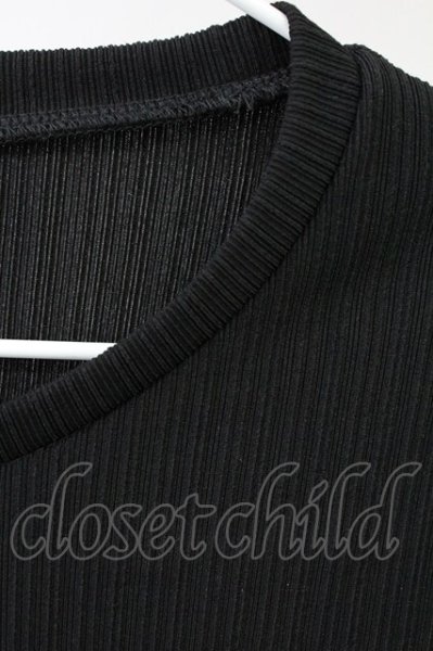 画像3: NO ID. / テレコレイヤードドルマンスリーブTシャツ ONE ブラック T-25-10-03-014-NO-ts-YM-ZT280 (3)