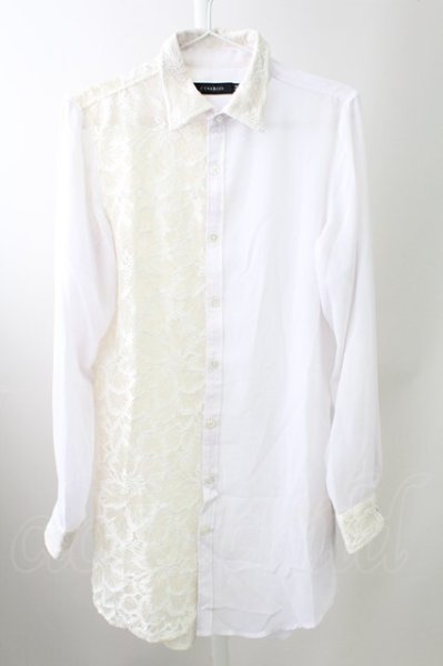 画像1: CIVARIZE / シフォンレース切り替えロングシャツ 44 ホワイト T-25-10-03-017-CI-sh-YM-ZT (1)