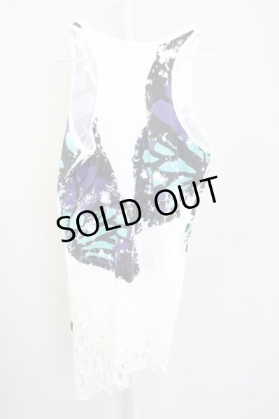 画像2: CIVARIZE / バタフライプリントオパールダメージタンクトップ 44 ホワイト T-25-10-07-005-CI-to-YM-ZT (2)