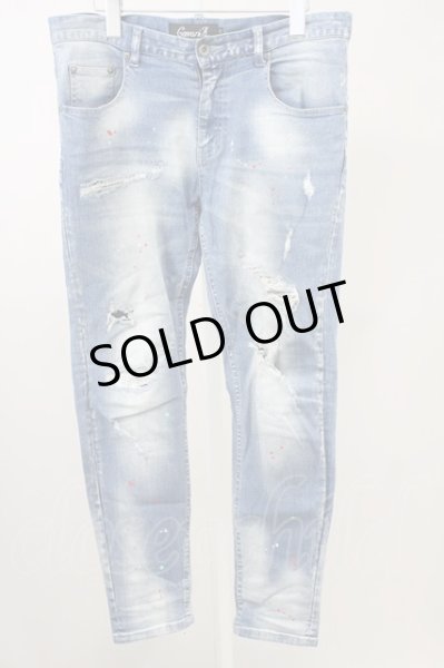 画像1: CavariA / ペイント加工ダメージスキニーデニムパンツ 44 ライトインディゴ T-25-10-07-042-Ca-pa-YM-ZT075 (1)