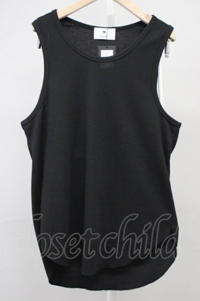 画像1: Moonage Devilment / ラウンドカットワッフルタンクトップ 46 ブラック T-25-10-30-003-Mo-to-YM-ZT (1)