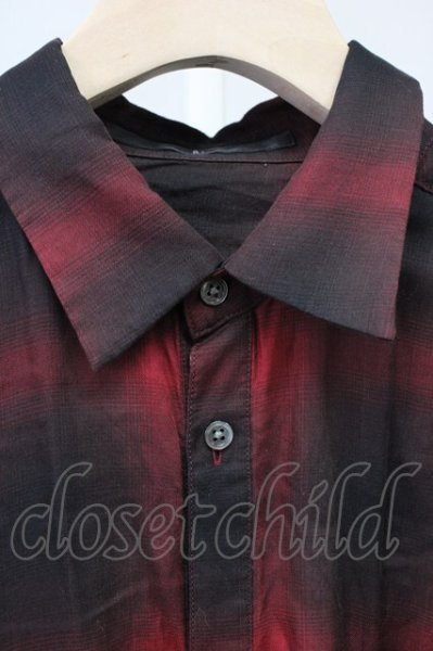 画像3: NO ID. / オンブレーチェックBIGシャツ ONE レッド T-25-10-30-018-NO-sh-YM-ZT (3)