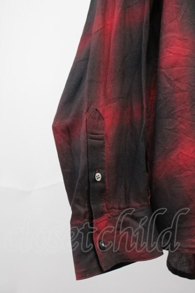 画像4: NO ID. / オンブレーチェックBIGシャツ ONE レッド T-25-10-30-018-NO-sh-YM-ZT (4)