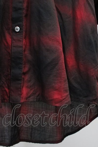 画像5: NO ID. / オンブレーチェックBIGシャツ ONE レッド T-25-10-30-018-NO-sh-YM-ZT (5)