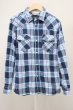 画像1: AKM / FIVEBROTHER チェックウエスタンシャツ M ブルー T-25-10-30-019-AK-sh-YM-ZT (1)