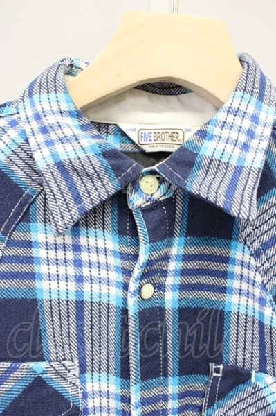 画像3: AKM / FIVEBROTHER チェックウエスタンシャツ M ブルー T-25-10-30-019-AK-sh-YM-ZT (3)