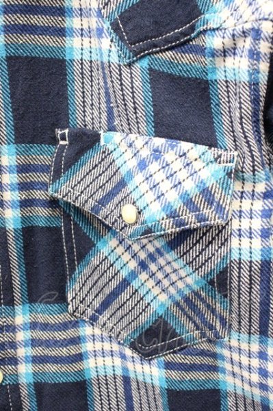 画像4: AKM / FIVEBROTHER チェックウエスタンシャツ M ブルー T-25-10-30-019-AK-sh-YM-ZT (4)